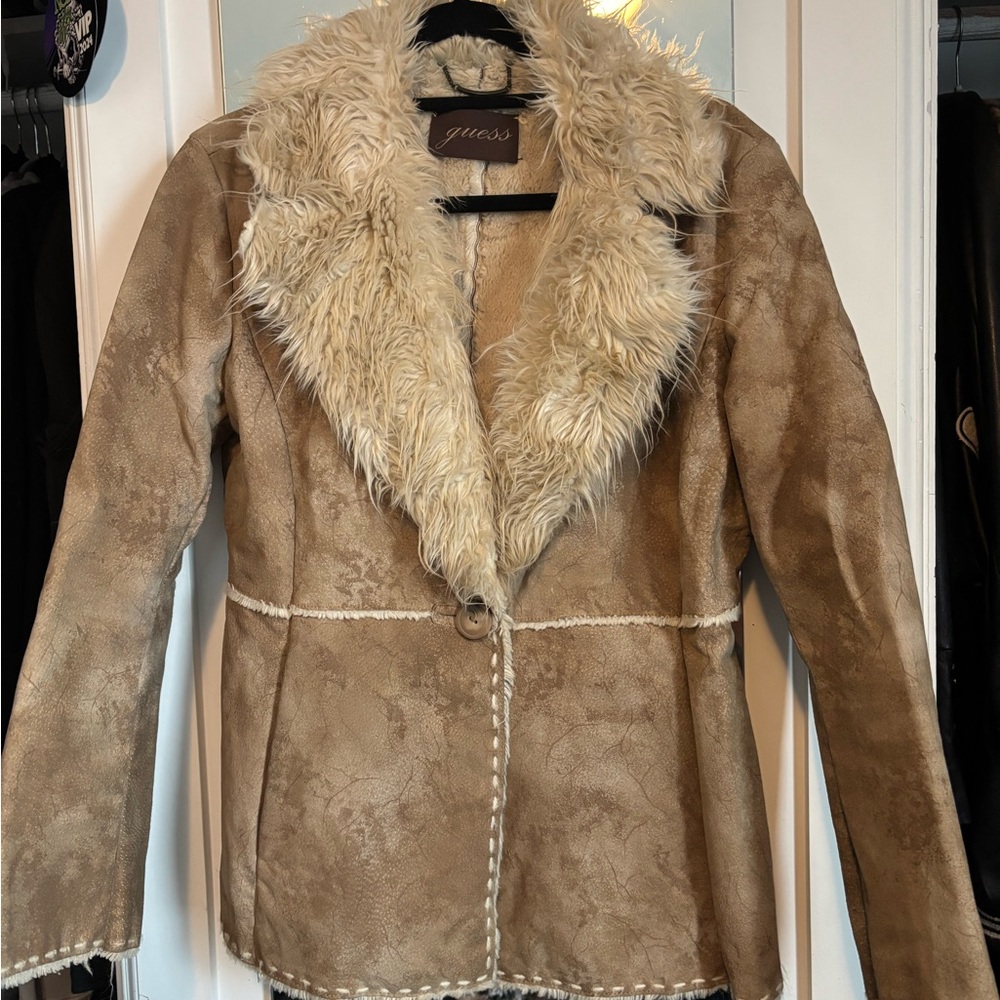 Vintage y2k guess penny lane genuine suede jacket